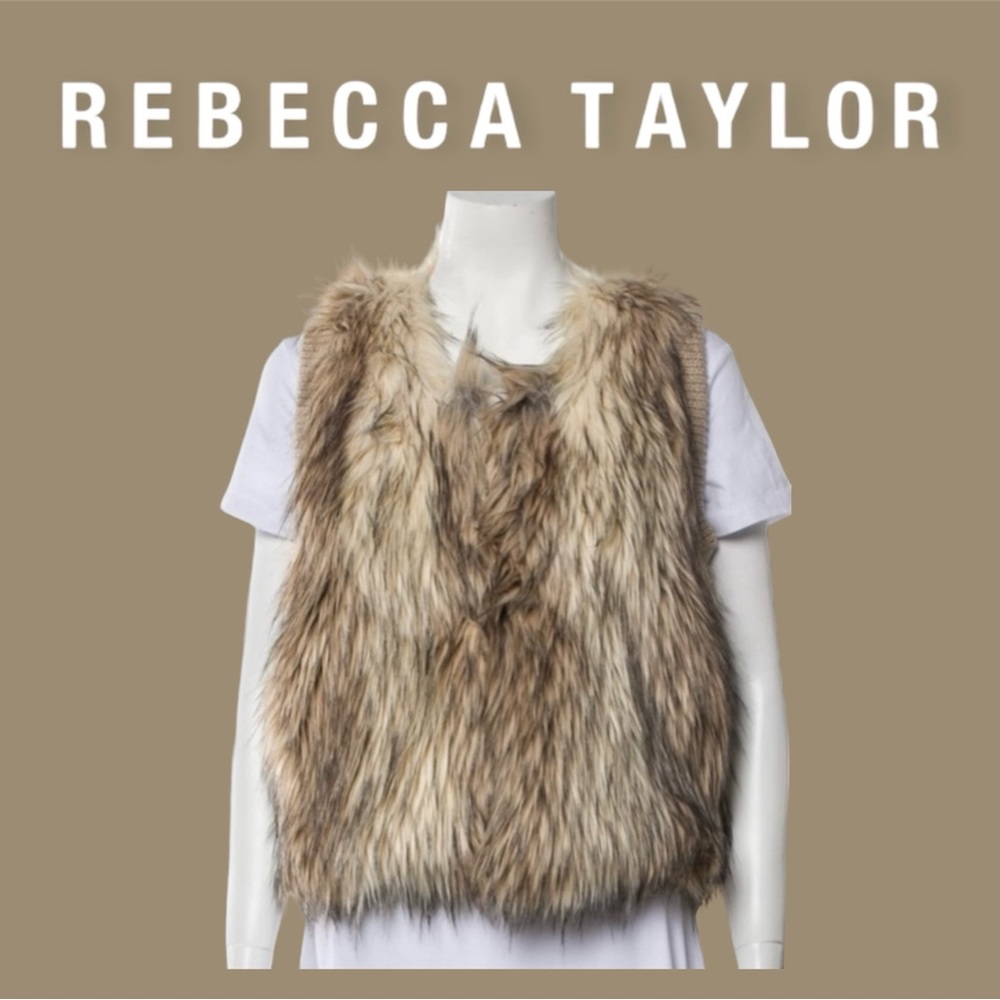 REBECCA TAYLOR Faux Fur Vegan Shearling Vest L